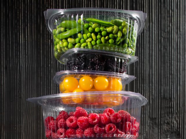 Clear Recyclable Oval Hinged Salad Containers 750ml - rPET