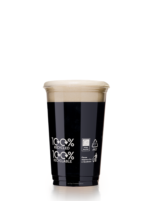 100% rPET Recycled Plastic Pint Glass 568ml- UKCA Stamped to Rim