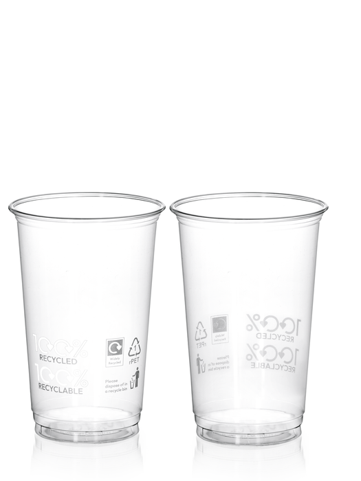 100% rPET Recycled Plastic Pint Glass 568ml- UKCA Stamped to Rim