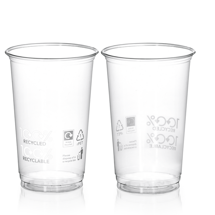 Clear 100% rPET Recycled Plastic Pint Glass 568ml- UKCA Stamped to Rim