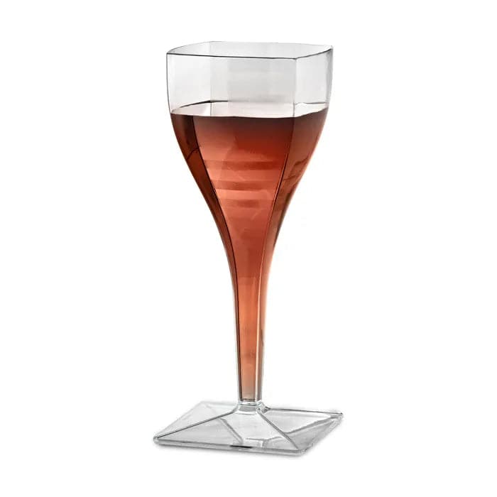 Clear Disposable Recyclable Square Wine Glass 240ml