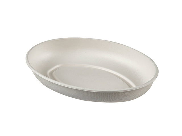 White Compostable Bagasse Oval Bowl 203mm