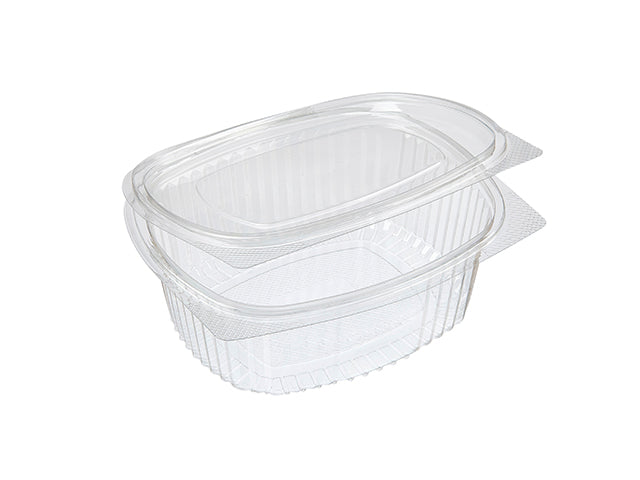 Clear Recyclable Oval Hinged Salad Containers 1000ml - rPET