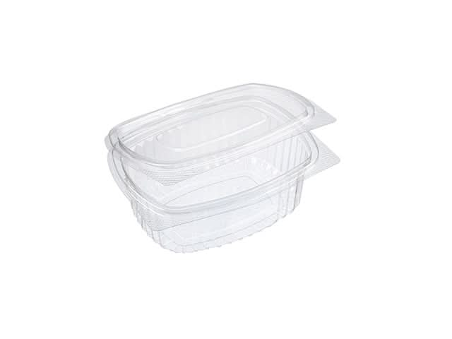 Clear Recyclable Oval Hinged Salad Containers 375ml - rPET