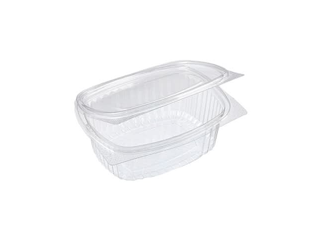 Clear Recyclable Oval Hinged Salad Containers- RPET- 500ml