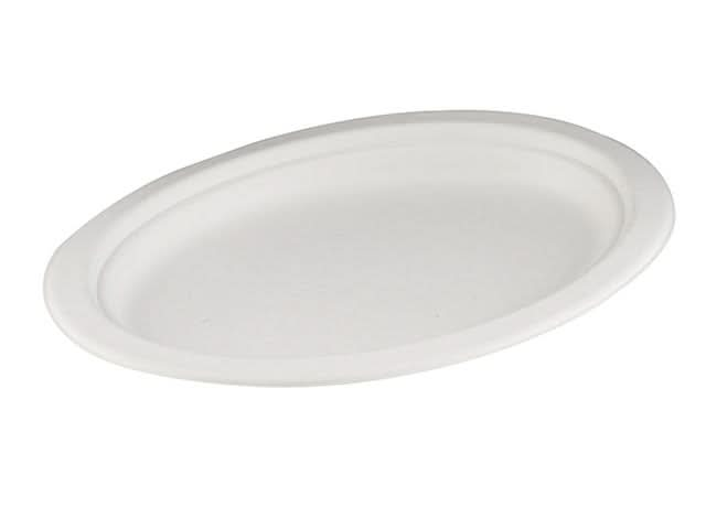 White Compostable Bagasse Oval Plate/Small Platter 260mm