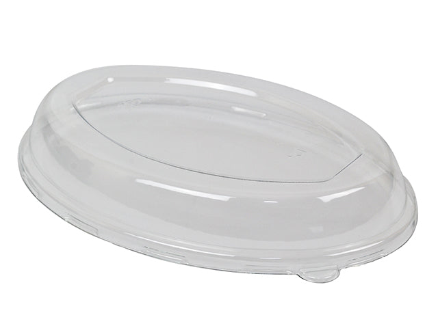 Clear Recyclable Plastic Lids to fit 26oz Oval Bagasse Bowl - PET