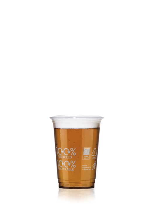 Clear 100% rPET Recycled Plastic Pint Glass 568ml- UKCA Stamped to Rim