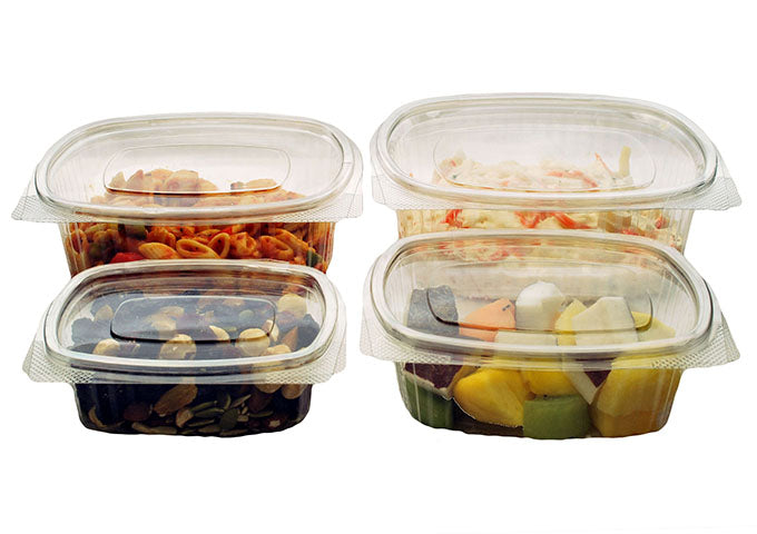 Clear Recyclable Oval Hinged Salad Containers 1000ml - RPET