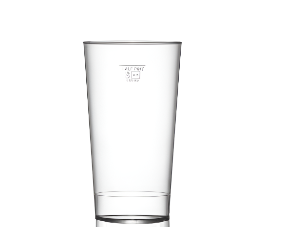 Clear Reusable Plastic Stacking Tumbler Glass 340ml - UKCA Half Pint to Line - Polycarbonate